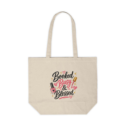 "Booked, Busy & Blessed" Canvas Tote