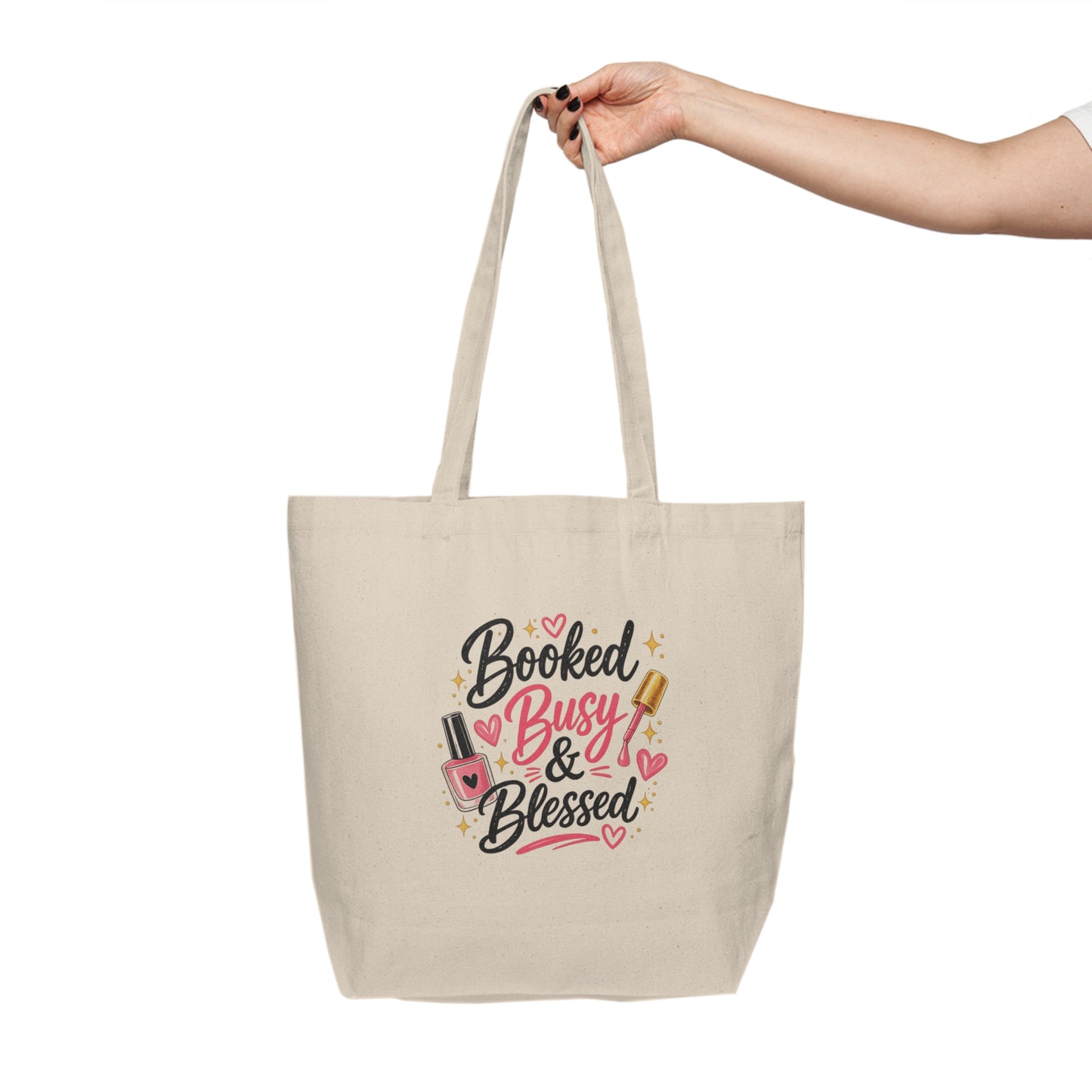 "Booked, Busy & Blessed" Canvas Tote